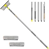 Akcmpet Squeegee for Window Cleaning, 2 in 1 Squeegee and Scrubber Combi, 79" Window Cleaning Tool w
