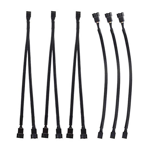 GTIWUNG 6-pack 4 stift PWM fläktförlängningskabel (3 st.), PWM fläkt delare kabel Y splitter dator PC fläkt strömkabel 1 till 2 omvandlare (3 st), 27 cm/10,6 tum