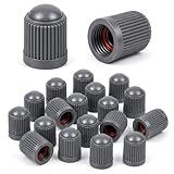 Ventilkappen für Auto-Reifen, Schwarz, 12 Stück, Universal Ventilabdeckungen für PKW, SUV, Motorrad, Fahrrad, Schrader-Ventile (Grau)