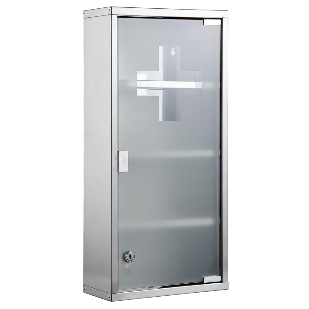 Zedelmaier Medizinschrank aus Edelstahl,Medikamenten Aufbewahrung,Medikamentenschrank 2/3/4 Fächer,Apothekerschrank,Medizinschrank hängend,Abschließbarer Medizinschrank