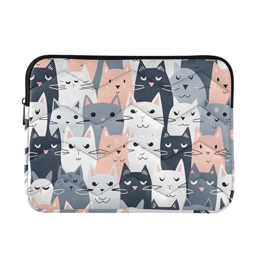 Funda para portátil 13-14 pulgadas rosa con diseño de gatos