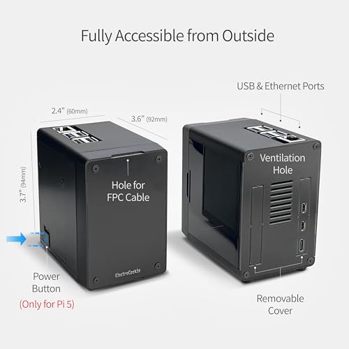 Gabinete Mini PC para Raspberry Pi 5 con M.2 NVMe SSD PCIe HAT y refrigeración activa con iluminación RGB (Caja negra mate + M.2 HAT) miniatura 6