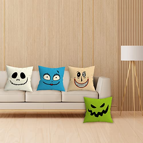 18X18 In Set Of 4 Decorative Pillowcase Funny Halloween Throw Pillow Cover Gifts For Child Room Couch Sofa Decor, Son, Daughter Gift #TOP1