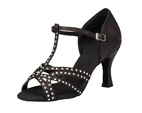 Sandales de mariée en satin noir Latino Salsa L064 confort talon 38.5