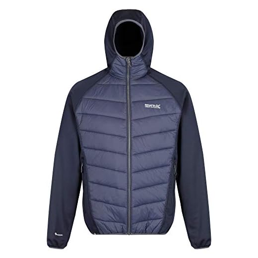 Regatta herr Andreson Iv lätt vattenavvisande och isolerad stretch hybrid jacka med huva förbluffad/quiltad Navy/Navy XXL