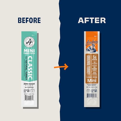 Archer Jerky Mini Turkey Jerky Sticks - All Natural Turkey Sticks, Meat Snack for People, Gluten Free, Keto Protein Snack, Original Flavor - 0.5 oz (Pack of 12)