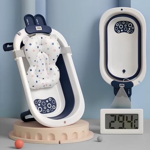 Image of StarAndDaisy Baby Bath Tub for 0 to 5 Years /Folding Large Baby Bathtub with Temperature Meter /Safe & Comfortable Bathing tub for Kids