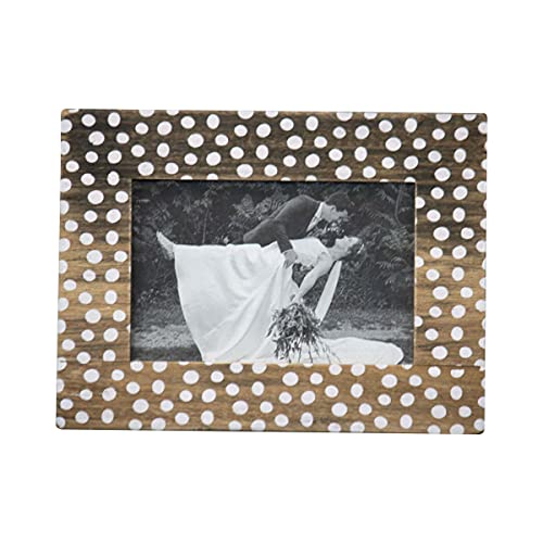 Foreside Home & Garden White Polka Dot Pattern 4X6 Inch Wood Decorative Picture Frame #TOP12