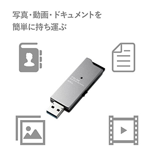 エレコム USBメモリUSB3.0対応 スライド式 高速転送 アルミ素材 64GB ブラック MF-DAU3064GBK