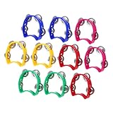 LEDMOMO 10個手持ちタンバリン ジングルベル付き 幼児向け音楽おもちゃ パーティー小道具 幼稚園ステージ演奏用