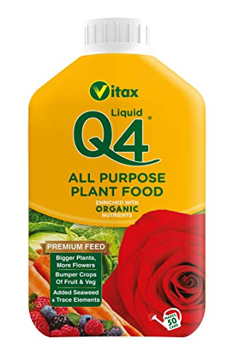 Vitax Q4 All Purpose Liquid Plant Feed, Organic Nutrients, Unique Formula, Optimises Nutrient Uptake, Concentrated, Suitable For Indoor and Outdoor Use- 1 Litre (Makes Up To 50 Watering Cans Worth)