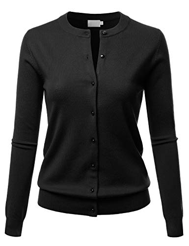 Image of LALABEE Women's Crew Neck Gem Button Long Sleeve Soft Knit Cardigan Sweater