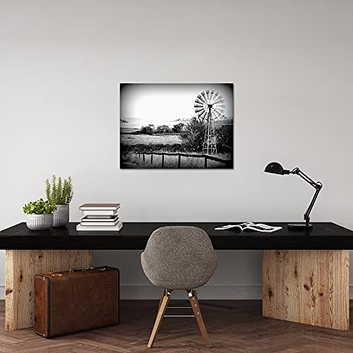Canvbay Rustic Windmill Pictures Wall Decor Modern Canvas Wall Art Black And White Farmhouse Poster Paintings Stretched Framed Rerady To Hang For Farm Living Room Bedroom Home Decor 24X32Inch #TOP1