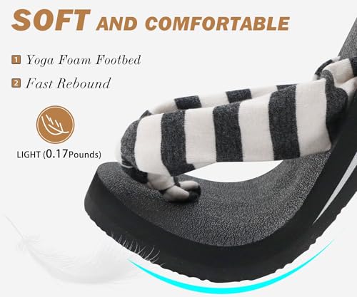 Image of KuaiLu Flip Flops for Women with Arch Support Summer Beach Thong Sandals | Comfortable Yoga Mat Walking Shoes Cushion Slip On Casual Outfits Indoor Outdoor