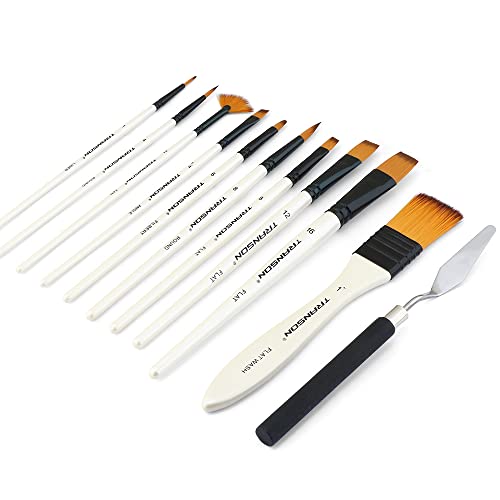 Transon Paint Brush Kit 10Pcs Art Brushes And 1 Paint Spatula With Brush Case #TOP1