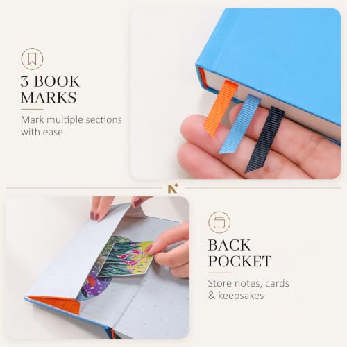 Image of NEORAH -A5 RULED | 368 Pages - 110 Gsm | PAGE A DAY JOURNAL (21x14.8 cm)-Hardcover RULED Notebook |Back Pocket|3 Silk Book Mark-Completely HANDMADE for Journaling,Note Taking- LIGHT BLUE