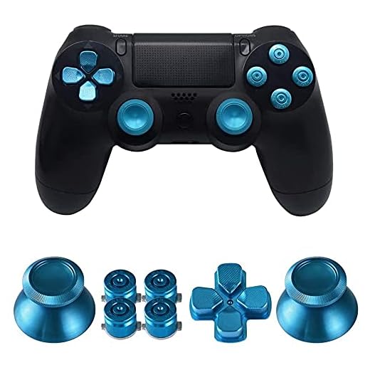 MMOBIEL Metal Bullet-knappar för Playstation 4 PS4, PS4 Slim, PS4 Pro Dualshock 4 aluminium-metall thumbsticks, ersättnings-D-Pad för Playstation 4 handkontroller inkl. blå skruvmejsel