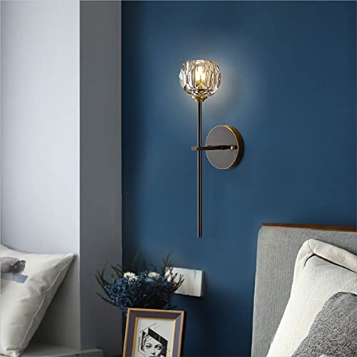 Image of BOKT Postmodern K9 Crystal Wall Lamp Simple Modern Creative Wall Sconces Black Finish Plus Long Diamond Wall Lighting Fixtures for Living Room Dining Room Corridor Bedroom (1Pack)