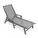 N&V HDPE Sonnenliege, Polymer-Sonnenliege, wetterfest, Harz, Loungesitze, drinnen und draußen, Garten, Terrasse, Hinterhof, Pool, grau