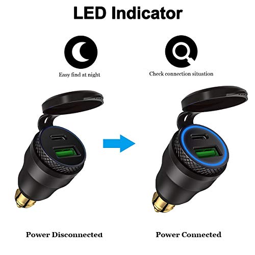 Image of iMESTOU Aluminum DIN Plug 30W 5A Power Delivery Motorcycle Dual USB Charger QC 3.0 Quick Charge Power Adapter Waterproof Fits for 12V-24V BMW Ducati Triumph DIN Socket