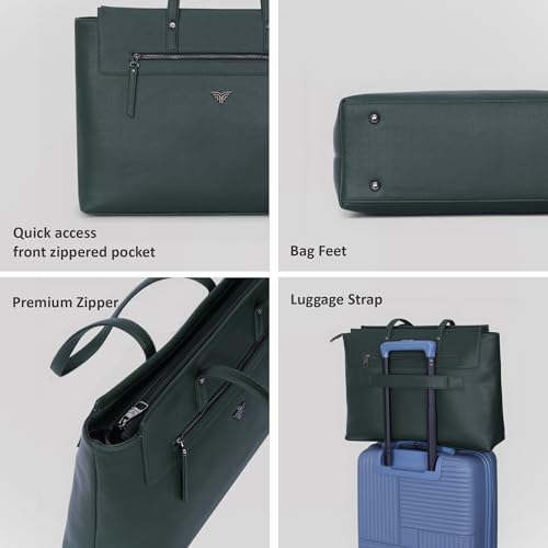 Image of Premium Women's Laptop Tote Bag | Handcrafted Leatherette Shoulder Handbag | 2 Pocket Stylish Office & Casual Carry Bag