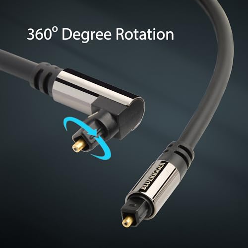 BlueRigger Digital Optical Audio Toslink Cable (3M, 90° Angled to Straight Fiber Optic, Aluminum Shell - Image 2