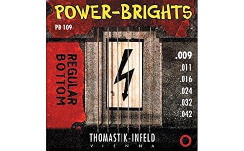 Thomastik-Infeld, Corde per chitarra elettrica Power Brights Series, Set, Regular Bottom PB109 Light .009-.042w