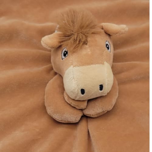 Image of Horse Lovey Blanket for Baby | Large 20 inch x 20 inch Baby Lovey Unisex | Cute Horse Security Blanket for Babies and Toddlers