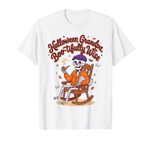 Halloween Grandpa Skeleton Rocking Chair Autumn Graphic T-Shirt