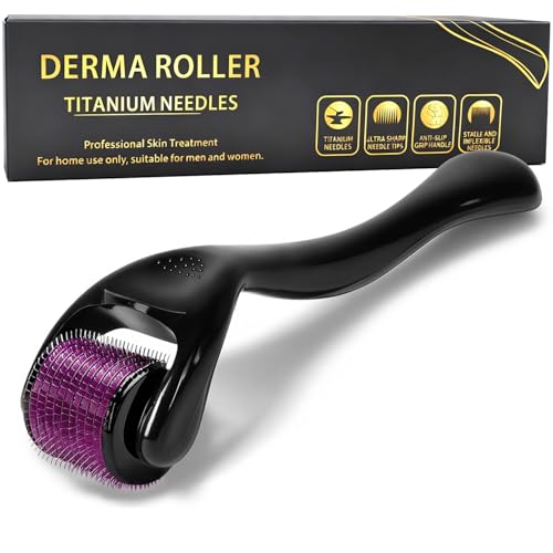 540 Titanium Microneedle Derma Roller Skin Care for Face Facial Wrinkles Hair Loss Stretch Marks Hair Regrowth Micro Needles Professional Microneedling Derma Needling Kit with Case,0.75mm