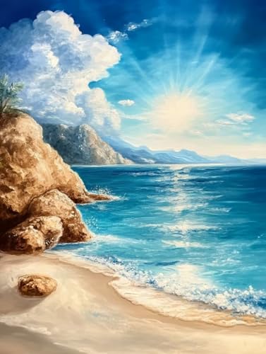 Broderie diamant kit complet plage 5D diamond painting adulte pour décoration murale maison