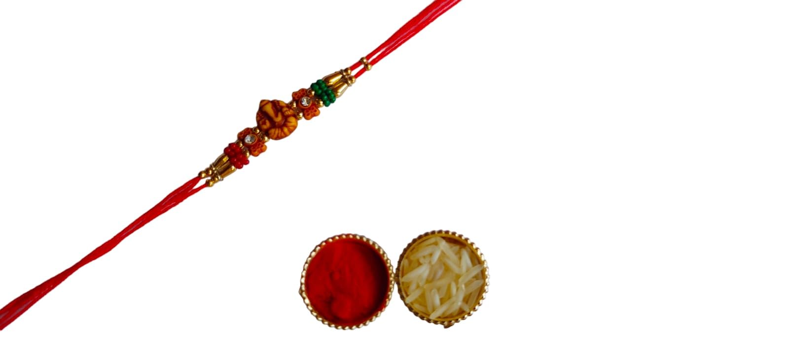 Mishika Creations Rakhi Brother And Bhabi Design Ganpath With Roli Chawal