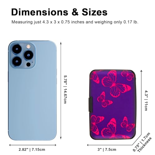 Image of Credit Card Holder, Metal Card Wallet RFID Blocking Mini Slim Aluminum Business Hard Card Case for Women Men (Purple Butterfly)