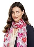 Print light weight Satin Scarves for women, silk feel wrap, Heart, Pink Ribbon, Rose, Valentine