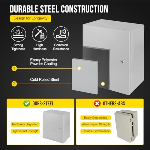 20x16x10 Electrical Enclosure, NEMA 4 Outdoor Enclosure, IP66 Waterproof & Dustproof Cold-Rolled Carbon Steel Hinged Junction Box for Outdoor Indoor Use by PioneerWorks - Image 5