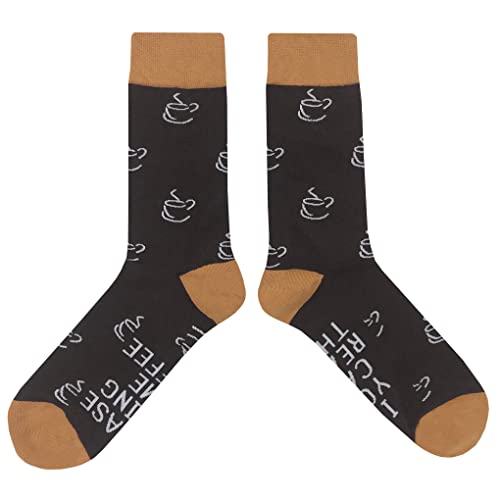 Simple Coffee Dress Socks Funny Novelty Crazy Fun Design Men Size 8-12 Cotton Casual Crew Colorful Funky Fancy Socks Gift for Men2