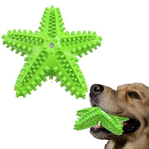 Image of Squeaky Dog Toys - Starfish Natural Teeth Cleaning Toy for Small & Medium Dogs (Green)