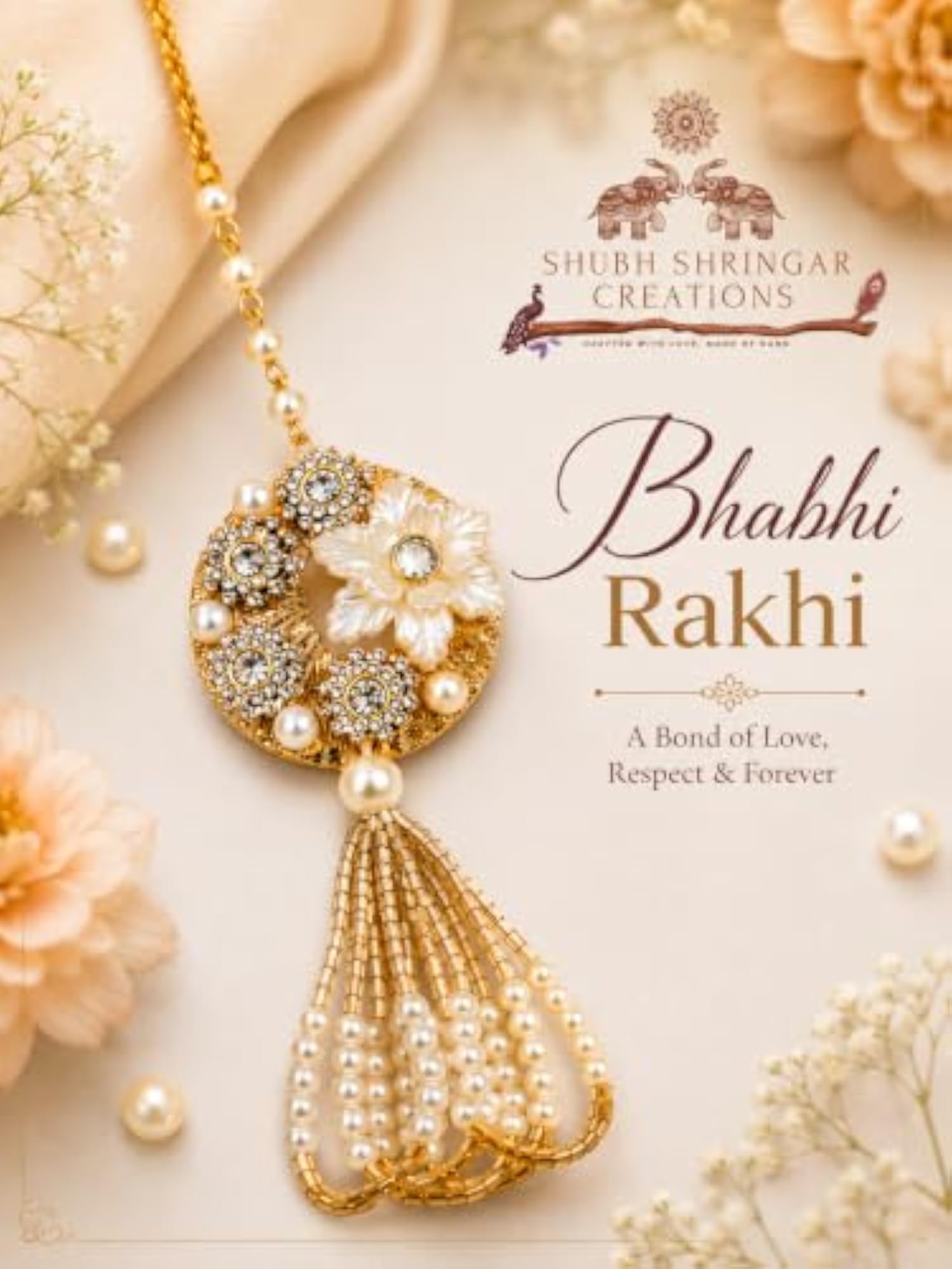 Designer Pearl & Kundan Bhai Bhabhi Rakhi Set