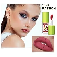 Beauty Glazed Big Brush Head Lip Oil, Ultra-Hydrating & Nourishing, Smooth Glossy Finish Glow Shiny and Vegan Tinted Gloss, Non-Sticky Formula (105# PASSION, 1) 0.14 Fl Oz — image 2