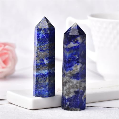 Lapis lazuli hexagonal column quartz point tower gemstone ornament