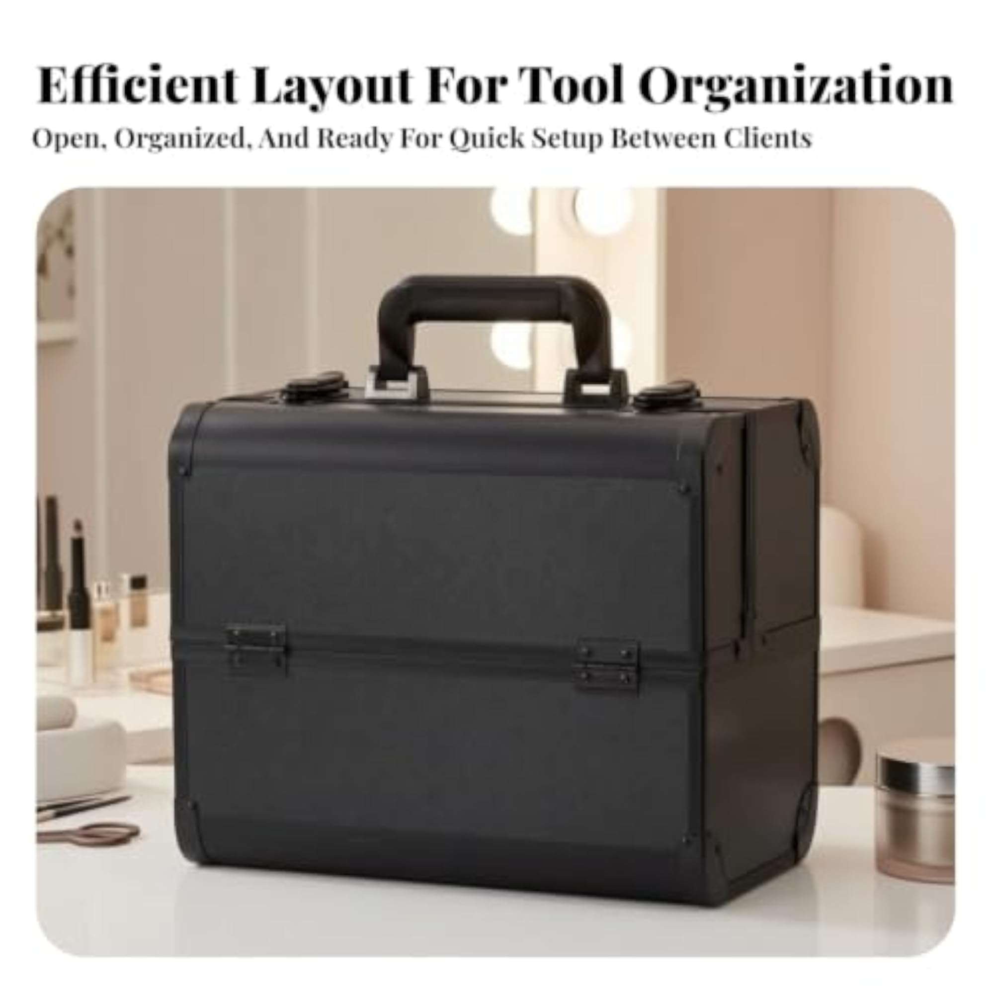 Large Capacity Hard-Sided Makeup Case, Spacious Beauty Box