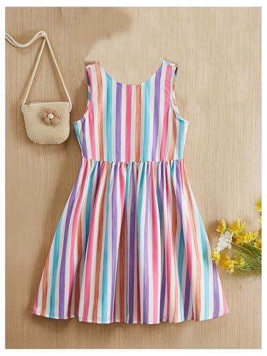 SweatyRocks Girl's Striped Color Block Tank Dress Sleeveless Button Front Flared Short Dresses2