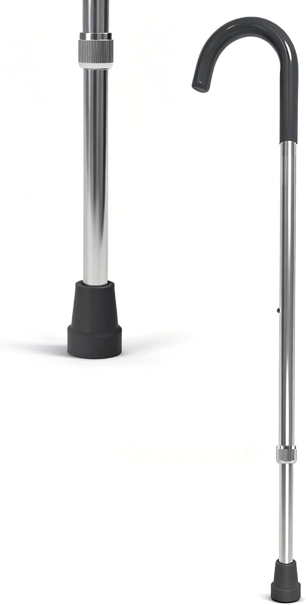 Blue Jay Adjustable Walking Cane for Men & Women - Lightweight Aluminum Walking Stick for Seniors & Elderly - Sturdy Non-Folding Cane with Ergonomic Handle & Non-Slip Rubber Tip