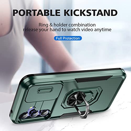 Image of ShieldTech Back Cover for Samsung Galaxy A54 5G | Rugged Case with Ring Stand | 360 Protection | Shockproof | Camera & Screen Guard (PC, Green)