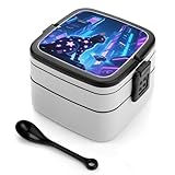 RTSEBVN Lunch Box For Women Men Leak Proof Bento Box Adult Stackable Cyberpunk Star Cat Print Lunch Container For Adults Dining Out Work