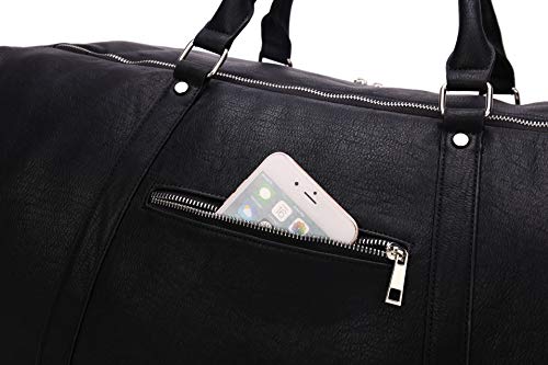 Sole Premise Leather Duffle Bag for Multi-functional Travel Carry-on with Shoe Compartments for Men & Women (Black)4
