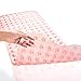 TEESHLY Bathtub Mats for Shower Tub, Extra Long Non-Slip 39 x 16 Inch Bath Mat with Drain Holes and Suction Cups, BathMat for Bathroom with Machine Washable (Clear Coral Pink)