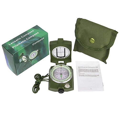Image of Hetkrishi Professional Multifunction Military Army Metal Sighting High Accuracy Waterproof Compass for Direction,Metal and Glass (Green)