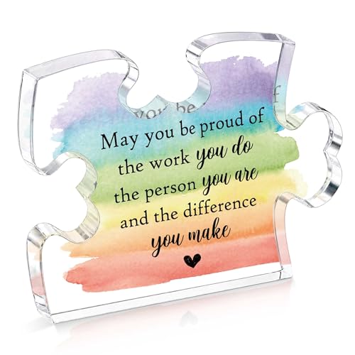Thank You Gifts for Coworker Employee, Acrylic Puzzle-Shaped Plaque with