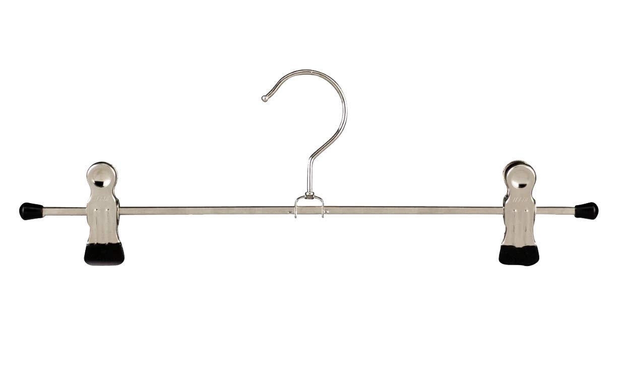 MAWA Hanger, Set van 10, Dun, Ruimtebesparend, Hanger van metaal met een Broeklat en Knijpers, perfect voor T-shirts, Topjes, Broeken en Rokken, 360° Draaibare Haak, Antislip Gecoate, 40 cm, Zwart